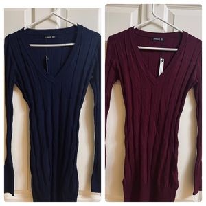 *TWO* NWT PattiBoutik Sweaterdress Long Tunic Sweater Ribbed Size L